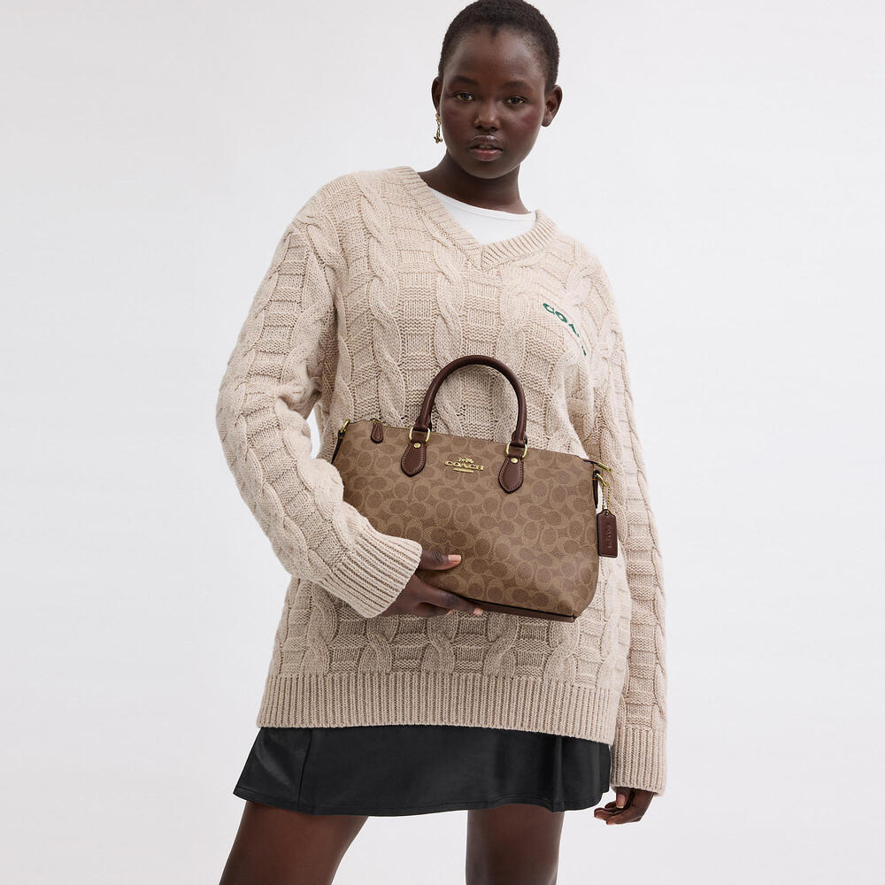 Coach Georgia Satchel Bag (Tan & Brown) - Picture 3 of 9